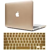 Iwotou Gold Frost Surface Hard Shell Case Cover With Silicone Skin Protective Keyboard Film Cover For 13-Inch A1278 Aluminum Unibody MacBook Pro (Gold)