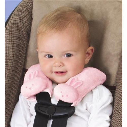 kiddopotamus cushystraps super soft strap covers pink bunnies  more detail click!