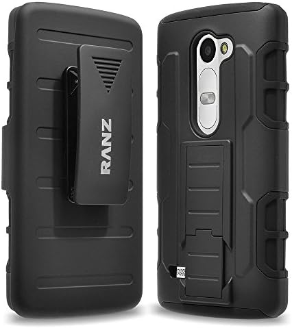 LG Leon Case, LG Power Case, LG Destiny Case, RANZ Black Rugged Impact Armor Hybrid Kickstand Cover with Belt Clip Holster Case for LG Leon LTE C40/LG Power L22C/LG Destiny L21G