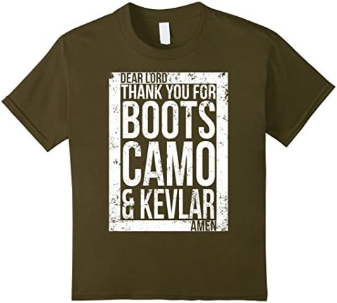 Kids Marine Prayer Boots Camo and Kevlar Marine Tshirt 10 Olive