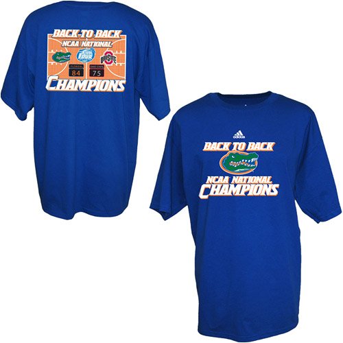 Buy NCAA Florida Gators Back 2 Back National Champions T-Shirt by adidas