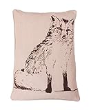 Thro by Marlo Lorenz Fox Beaded Woodland Pillow, 14 by 20-Inch, Carafe Natural