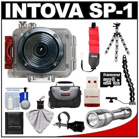 Intova Sport Pro Waterproof HD Sports Video Camera Camcorder with 16GB Card + Underwater LED Torch + Floating Strap + Case + Flex Tripod + Accessory Kit for Watersports & Diving