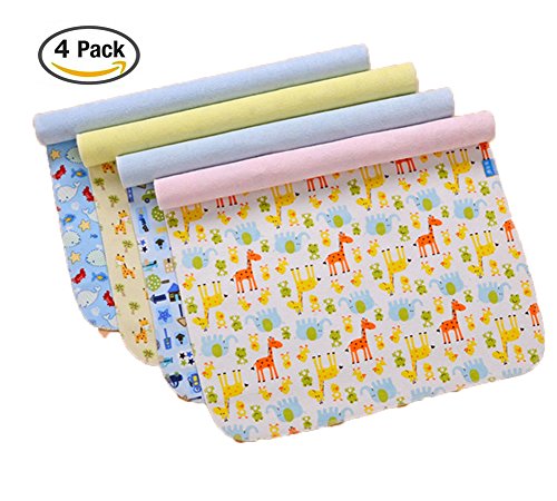 4 Pack B.B Bamboo Cotton 3 Layers Waterproof Baby Toddler Changing Pads Washable Resuable Diapers Liners Mats (4 Pack-45x35)