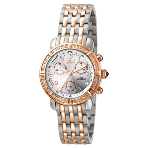 Invicta Women's 5372 Angel Diamond Rose and Silver-Tone Chronograph Watch