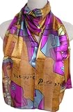 Abstract Picasso Print Gold, Red & Purple Oblong Scarf /Sash Belt / Headband