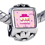 Pandora Bead & Bracelet Compatible - Pink Heart Birthday Cake Beads