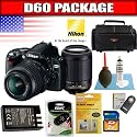 Nikon D60 10.2MP Digital SLR Camera with 18-55mm f/3.5-5.6G AF-S DX VR Nikkor Zoom Lens and Nikon 55-200mm f4-5.6G ED AF-S DX VR Nikkor Zoom Lens Package 3