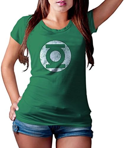 Happyhill Women's DC Comics - Green Lantern Distressed Ring Logo Girly T-Shirt