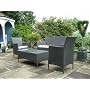 RATTAN 4PC GARDEN FURNITURE TABLE & CHAIR PATIO SET