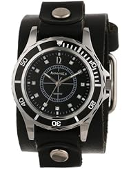 Nemesis Womens GB092K Black Collection Stone Encrusted Leather Band Watch