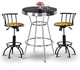 Chrome Bar Table & 2 Black Adjustable 24