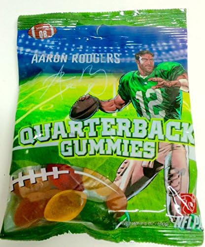 Football Party Supplies! Green Bay Packers Quarterback Aaron Rodgers Gummy Candy, Football-themed Disposable Plates and Napkins for Game Day Entertaining! 3-piece Bundle