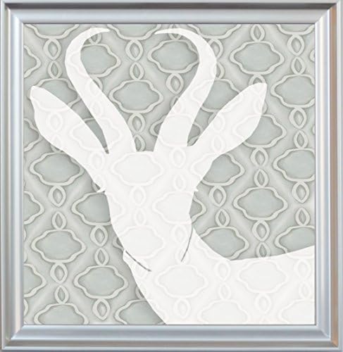 Doodlefish Antelope Silhouette, Grey, Silver, 16.5" X 16.5" X 1.25"