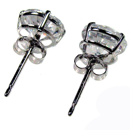 Sterling .925 Silver EARRING with Cubic Zirconia / Clear White CZ stone 5.00 MM , 0.50 CT Diamond Weight . Total (2 pcs) 1.00 CT CZ Earring