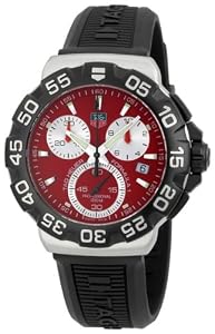 Tag Heuer Formula One Chronograph Steel Red Dial Black Rubber Mens Watch CAH1112.BT0714