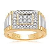 Men's Sterling Silver Rectangular Watch Diamond Ring (1/2 cttw, I-J Color, I2-I3 Clarity), Size 9