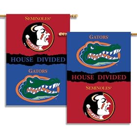 NCAA Florida - Florida St. 2-Sided 28-by-40 inch House Banner with  Pole Sleeve- Rivalry House Divided