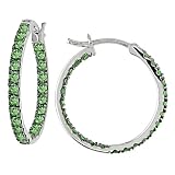 10k White Gold Tsavorite with Black Inside-Out Hoop Earrings