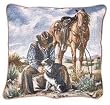 "Good Company" Cowboy Horse & Dog Western Accent Throw Pillow 17" x 17"