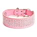 Pet Kingdom 22-24'' Large Rhinestone Leather Dog Collar 5 Rows Rhinestone Leather Dog Collar