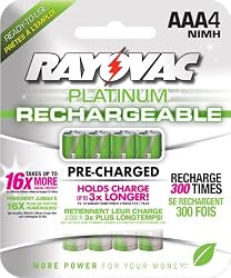Rayovac Platinum Pre-Charged NiMH AAA Size Batteries, 4 Pack