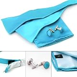 Dark Turquoise Formal Self-tie Bow Tie Hanky Cufflinks Set With Gift Box BT1019