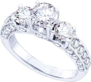 Gold and Diamonds R62445-W 2.50CT-DIA 0.75CT-CRD 2*0.38CT-SRD BRIDAL RING- Size 7