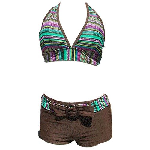 Swimsuit Set Purple Green & Bottom