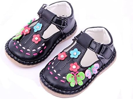 Exdream Baby Girls Infant Stitching Faux Leather Mary Jane Shoes Black 4 M US Toddler