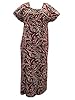 Long Maxi Dress Kaftan Brown Batik Print Cotton Caftans L / M