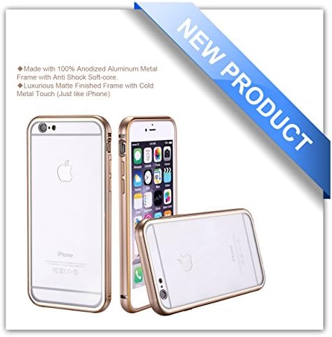iPhone 6 Plus Case, Zio [Aluminum Metal Frame] [All Clear Scratch-Resistant Clear Back Cover] [Shock Absorbent] iPhone 6 Plus 5.5'' Case [Iron Bumper] (iPhone 6 Plus- Champagne Gold)