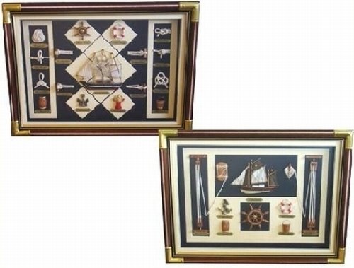 Childrens Toyshop  Spielwaren : KNOTENTAFEL MARITIM 60 X 45 CM KUTTER MIT MESSINGECKEN UND SEGELSCHIFF THONIER ODER CUTTY SARK + DIVERSEN KNOTEN NEU + OVP