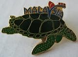 Malaysia Button Badge Pin - Malaysia name on top of a sea turtle