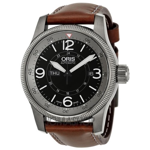 Oris Big Crown Timer Black Dial Brown Leather Automatic Mens Watch 735-7660-4264LS