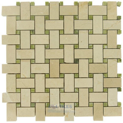Clear view - basketweave in polished crema marfil & ocean green