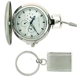 Colibri Gift Set Pocket Watch Stainless Steel Collection with Chain Key Chain in Box PWQ096849S