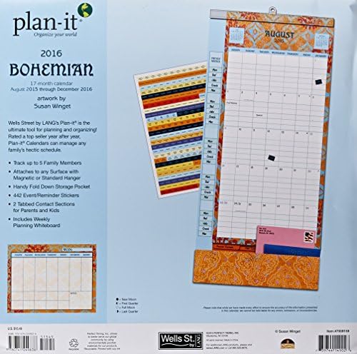 Bohemian Plan-it Plus 2016 Calendar: 17-Month, 442 Event/Reminder Stickers
