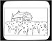 Mouse Pad with black and white, dwelling, agriculture, poppies, farmland, flowers, Asia, Russia, cultivation, farm, architecture, house