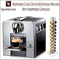 Nespresso D185-A Cube Aluminum Coffee & Espresso Machine With Swissmar Capstore Vista 20 for Nespresso Capsules