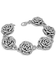 Sterling Silver Rose Bracelet 8"