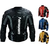 TMS Mens Yellow, Black, Red, Blue Enduro Armor Jacket Motorcycle Touring Dual Sport Dirt Bike ATV (Large, Blue)
