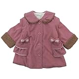 【H27年秋冬物】(日本製) Pample Mousse(パンプルムース) ベア天竺裏フリース脇フリルリボン付きコート 95cm/PK NO.DP-54110