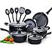 Cook N Home 15 Piece Non stick Black Soft handle Cookware Set