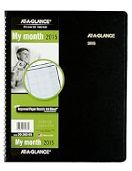 Office Product: AT-A-GLANCE Monthly Planner 2015, Wirebound, Black, 8.88 x 11 Inch Page Size (70-260-05) - ACCO Brands