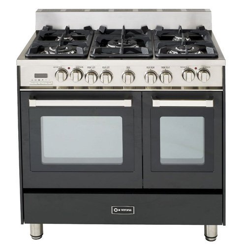 Verona VEFSGE365DE 36 Black Dual Fuel Sealed Burner Double Oven Range Convection Compare price