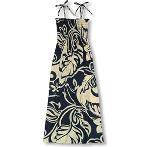 Smocked Dress - Bold Beach Botanic Versatile Ties Hawaiian Aloha Smocked Sun Dress