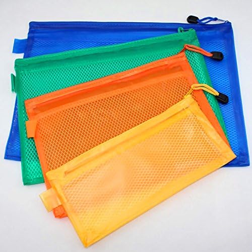 DCDEAL 5pcs A4 Size Waterproof Double Layer Zippered Mesh File Bags Office Document Cash Coin Stationery Storage Zipper Bags Organizer (Color:Random)