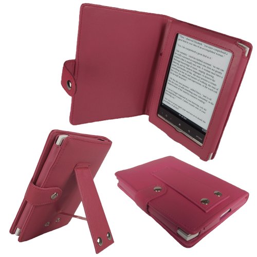 Best Price igadgitz Pink Genuine Napa Leather Book Style Case Cover for Sony Portable Digital eReader PRS-350 Pocket Edition with Viewing Stand