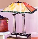 Large Desk Lamp-Caramel & Green-Tiffany Style (Caramel/Green) (19H x 20W x 11D)
